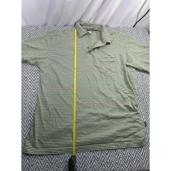 Patagonia Men's XL Organic Cotton Striped Polo Shirt Green & Brown Short Sleeve - Picture 5 of 8